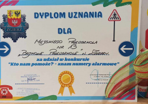 Na zdjęciu jest dyplom uznania za udział w konkursie.